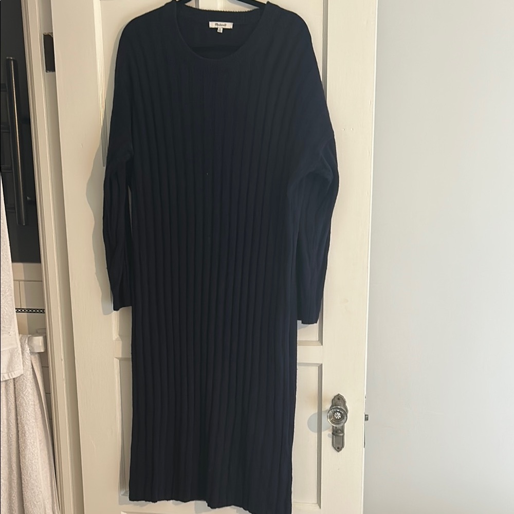 Madewell Navy Ribbed Knit Sweater Dress